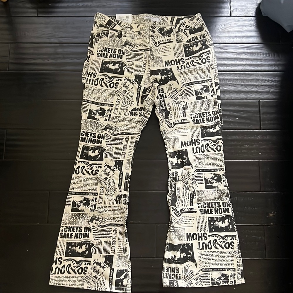 Newsprint Denim Low-Rise Jeans